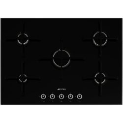 Smeg PV175N 72cm Linea Gas on Glass Hob in Black Glass